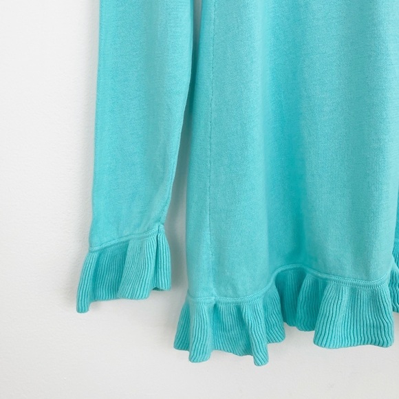 Lily Pulitzer 100% Cotton Blue Ruffle Cardigan Size Small - Picture 10 of 16